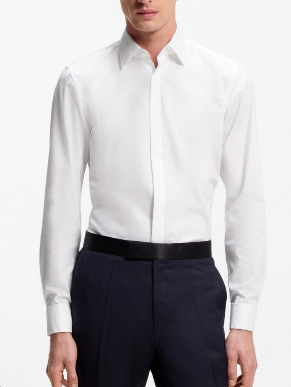 Hugo Boss Men's White Dress Shirt 15.5 Spread Collar Old Money Classic